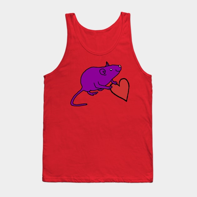 Purple Rat Holds Your Love Heart on Valentines Day Tank Top by ellenhenryart